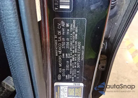 2020 Kia Forte Fe z USA, uszkodzony, nr VIN 3KPF24AD4LE154400